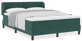 Boxspring Ágy Mattal Sötét Zöld 140x200 cm Bársonyos