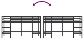 fekete tömör fenyőfa gyerek galériaágy létrával 90 x 200 cm