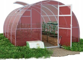 Barbi kerti alagút üvegház 3x10 m profilok 20x40 polikarbonát rózsaszín 6mm