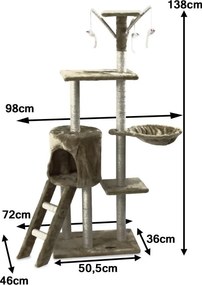 Kaparófa macskáknak Hawaj 138 cm antracit
