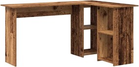 vidaXL Asztal polcokkal tárolóval Öreg fa 142 x 102 x 73 cm Faanyag