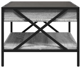 szürke sonoma végtelen hatású LED-es dohányzóasztal 70x50x38 cm