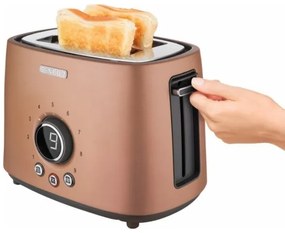 Sencor - Kétszeletes kenyérpirító melegítőrácssal 1000W/230V rézszínű