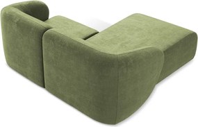 Zöld zsenília sarokkanapé (bal oldali-heverő résszel) Lani – Makamii