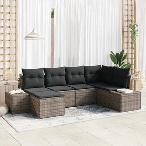Kerti Kanapé Szett 6 pcs Szürke 264 x 154 x 85 cm Poli rattan