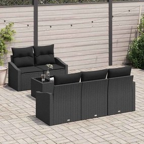 Kerti Kanapé Szett párnával 6 pcs Fekete 55 x 55 x 37 cm