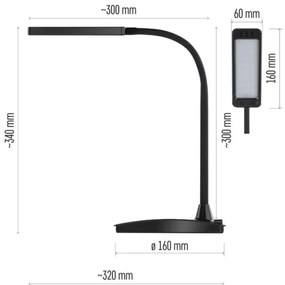 LED fényerőszabályozható asztali lámpa EDDY LED/6W/230V 3000/4500/6800K fekete