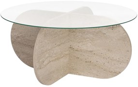 Dohányzóasztal Aeris - Travertine, Transparent