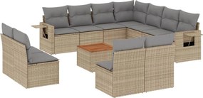 vidaXL 12 részes vegyes bézs polyrattan kerti ülőgarnitúra párnákkal