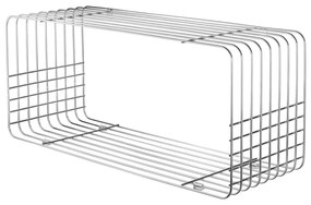 Fényes ezüstszínű fém fali könyvespolc 70x30 cm Wire – Mette Ditmer Denmark