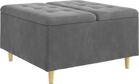 vidaXL Tároló oszmán párnával Sötétszürke 80 x 80 x 45 cm Bársony