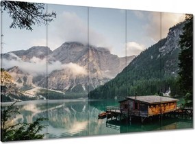 Vászonkép 100x70 Tájkép hegyekkel Házikó