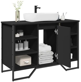 Fekete szerelt fa fürdőszobai mosdószekrény 91 x 35 x 60 cm