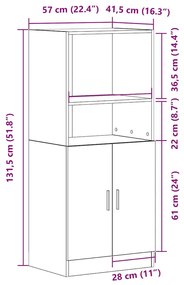 vidaXL füstös tölgy színű szerelt fa konyhaszekrény 57x41,5x131,5 cm