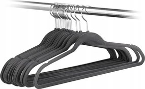 Yaheetech Bársony akasztók 10 db Csúszásgátló Forgatható Erős Fekete