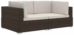 2 db barna moduláris polyrattan sarokfotel párnákkal