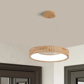 Brilagi - FALCON WOOD MODERN LED függeszték kábelen, 30 W/230 V, átm. 45 cm, fa