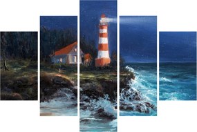 Kép - világítótorony az óceán partján, akvarell (150x105 cm)
