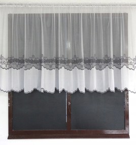 Mg Függöny 573/112 FEHÉR/szürke 350x110cm Kész Alagúttal M