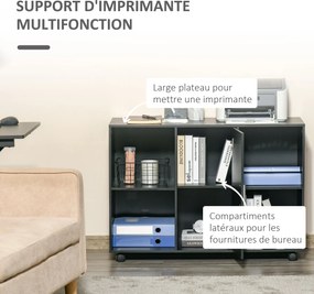 HOMCOM Nyomtatóállvány - Gurulós Irodai Szervező Fiók - Méretek: 100L x 40Sz x 71M cm fekete fafurnérral | Aosom