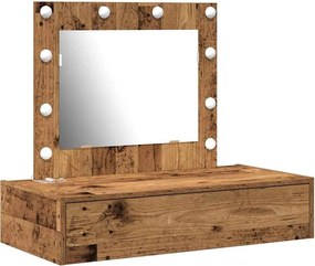 vidaXL Öltözködőasztal tükör lámpákkal Barna 83 x 40 x 70 cm Faanyag