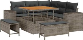 vidaXL Kerti Kanapé Szett párnával tárolóval párnával 8 pcs Szürke