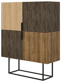 Barna-natúr színű szekrény tölgyfa dekorral 100x130 cm Titan – Marckeric