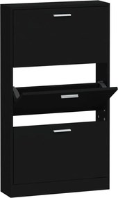 vidaXL fekete szerelt fa cipősszekrény 59x17x108 cm