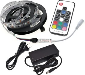 Led szalag Szett 5m Rgb 5050 60/M távirányító RF17 +zasi