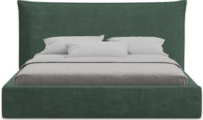 Zöld kárpitozott ágyneműtartós franciaágy ágyráccsal 160x200 cm Esala – Makamii