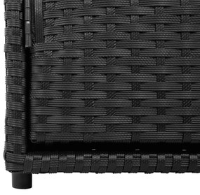 fekete polyrattan kerti tárolószekrény 110 x 55 x 60,5 cm
