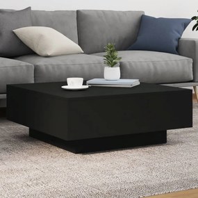 Fekete dohányzóasztal LED-lámpákkal 80 x 80 x 31 cm