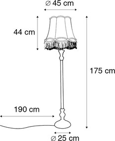 Retro állólámpa szürke rózsaszín Granny búrával - Classico