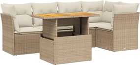vidaXL 5 részes bézs polyrattan kerti ülőgarnitúra párnákkal
