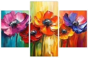 Kép - Öt színes virág (90x60 cm)