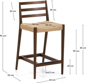 Barna-natúr színű tölgyfa bárszék (ülésmagasság 65 cm) Analy – Kave Home