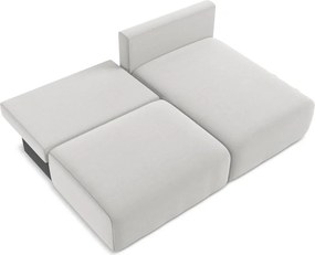 Világosszürke bársony kinyitható-tárolóhelyes sarokkanapé (jobb oldali-heverő résszel) Kalena – Makamii