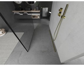 Mexen, Mexen Kioto zuhanykabin fala 160 x 200 cm, átlátszó/fekete minta 8 mm, arany- 800-160-002-50-70