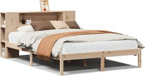 vidaXL tömör fenyőfa könyvespolcos ágy matrac nélkül 140 x 190 cm