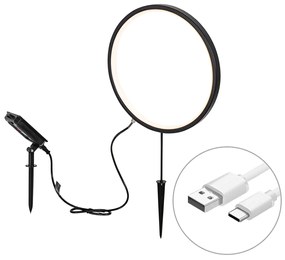 Tüskeszerű lámpa fekete 60 cm, újratölthető LED-del és napelemes IP65 - Adalind