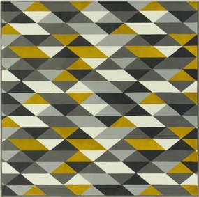 Nappali Szőnyeg Szürke Sárga Mustár Geometrikus Rombusz Luna 100x100 cm