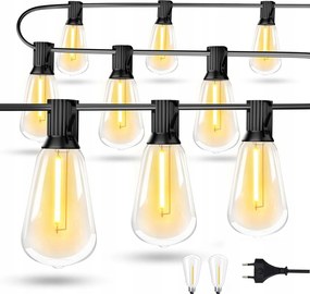 Kerti fényfüzér 15.2M 25X Led izzó Lánc Meleg fehér