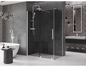 Mexen Velar, tolóajtós zuhanykabin 160 x 70 cm, 8mm szürke üveg, fehér matt, 871-160-070-41-20