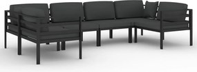 vidaXL 6 részes antracitszürke alumínium kerti ülőgarnitúra párnákkal