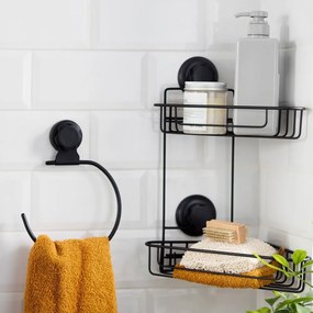 Bestlock Black Belt And Towel Support fekete öntapadós fali kéztörlőtartó - Compactor