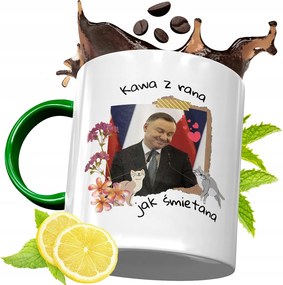 Zöld Bögre Andrzej Duda Elnök Ajándék Nyomtatott Fotóval