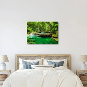 Kép - Erawan vízesés Kanchanaburiban, Thaiföldön (üvegen) (70x50 cm)