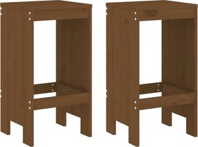 vidaXL 2 db mézbarna tömör fenyőfa bárszék 40x36x75 cm