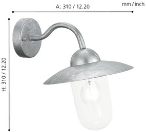 EGLO 88489 - MILTON kültéri fali lámpa 1xE27/60W horganyzott acél