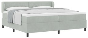 Boxspring Ágy Matrac, Világosszürke, 200x200 cm, Bársony